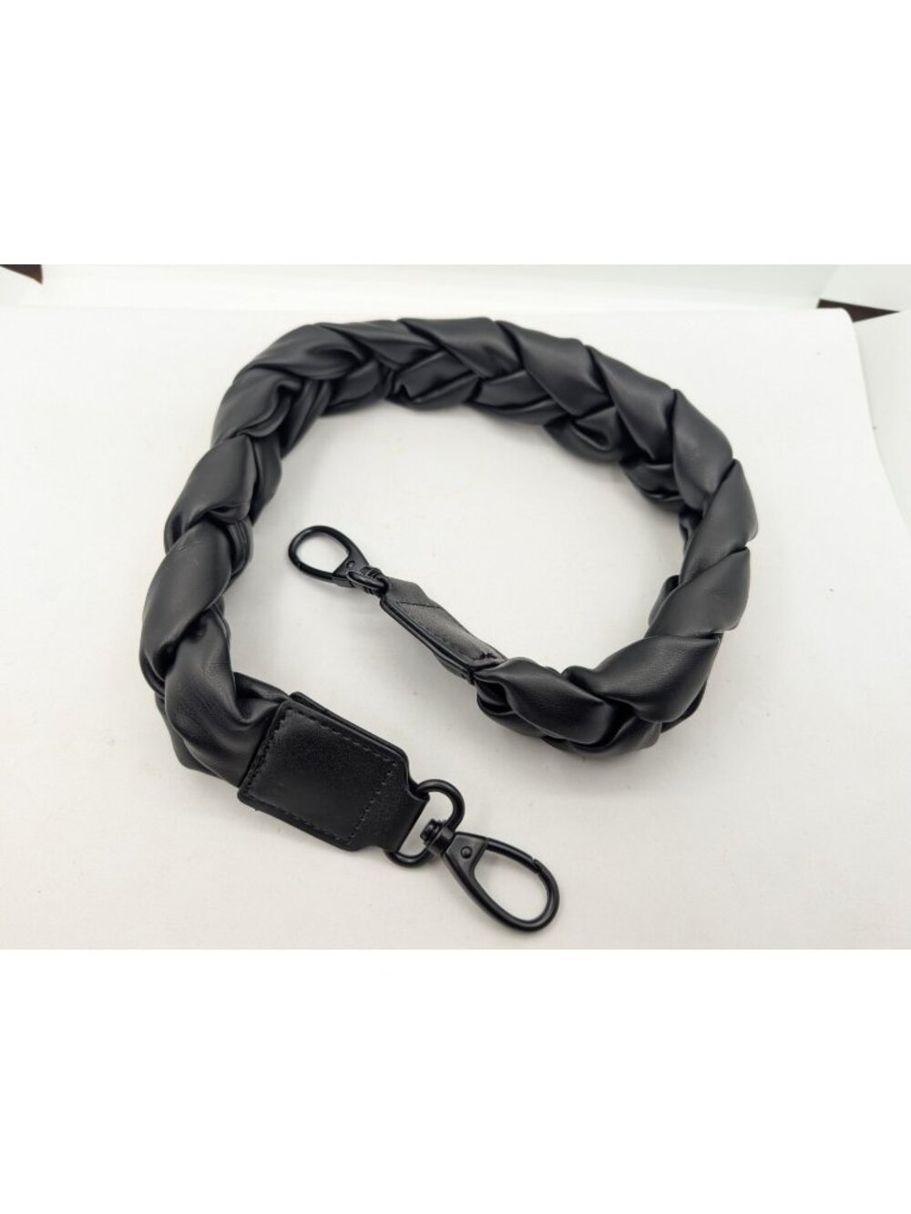 Braided Strap for purse black faux leather 28" replacement